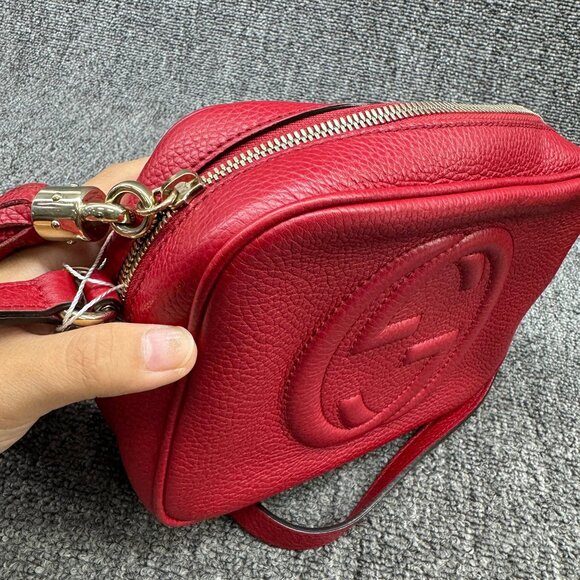 GUCCI Soho red Leather Shoulder Bag 585-083125 - Picture 6 of 14